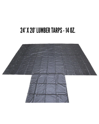 14 OZ. 3 PC. LUMBER TARP - END: 24' X 20' (8' DROP)